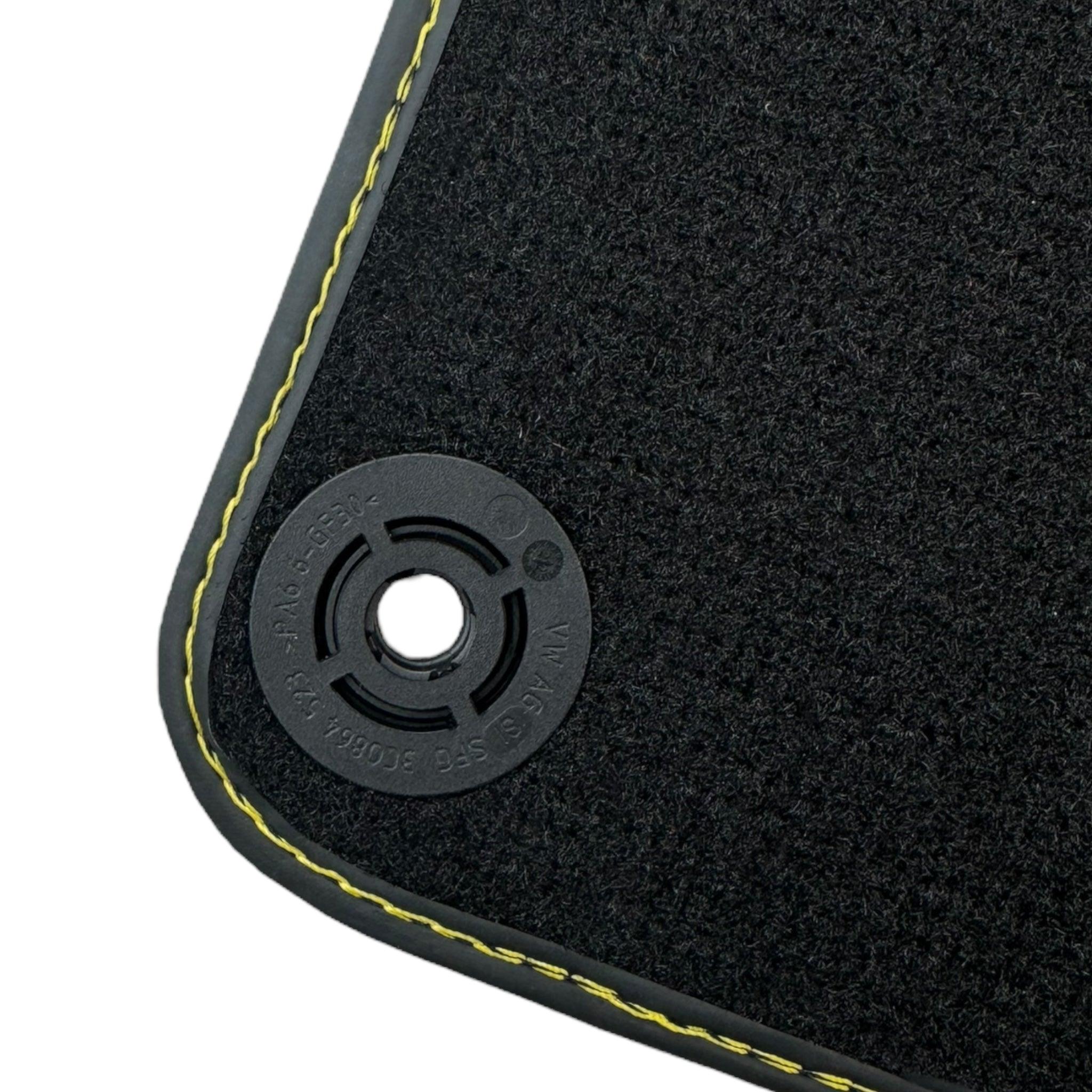 Floor Mats for Lamborghini Huracan Leather Yellow Stitching - AutoWin