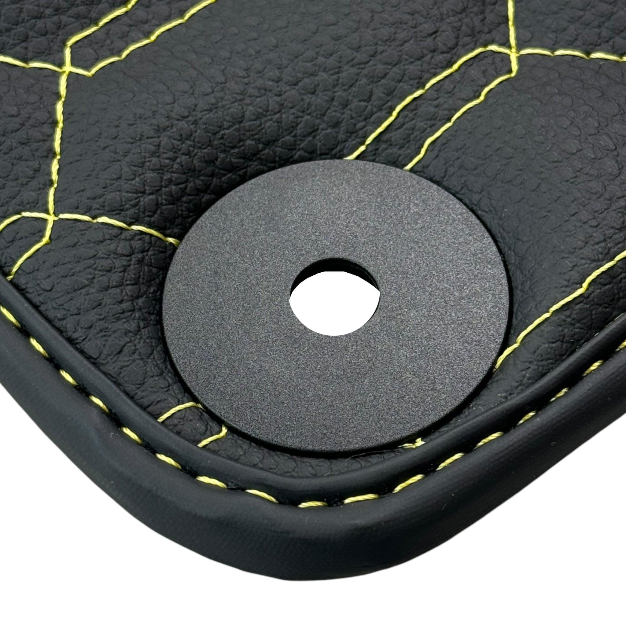 Floor Mats for Lamborghini Huracan Leather Yellow Stitching - AutoWin