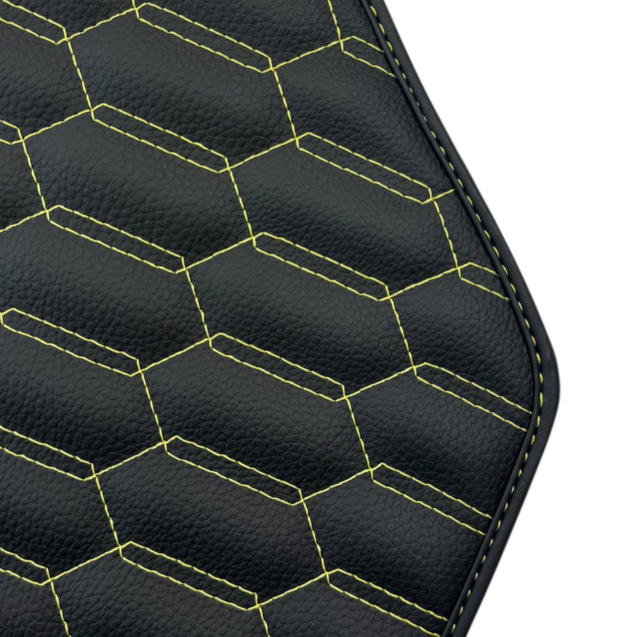 Floor Mats for Lamborghini Huracan Leather Yellow Stitching - AutoWin