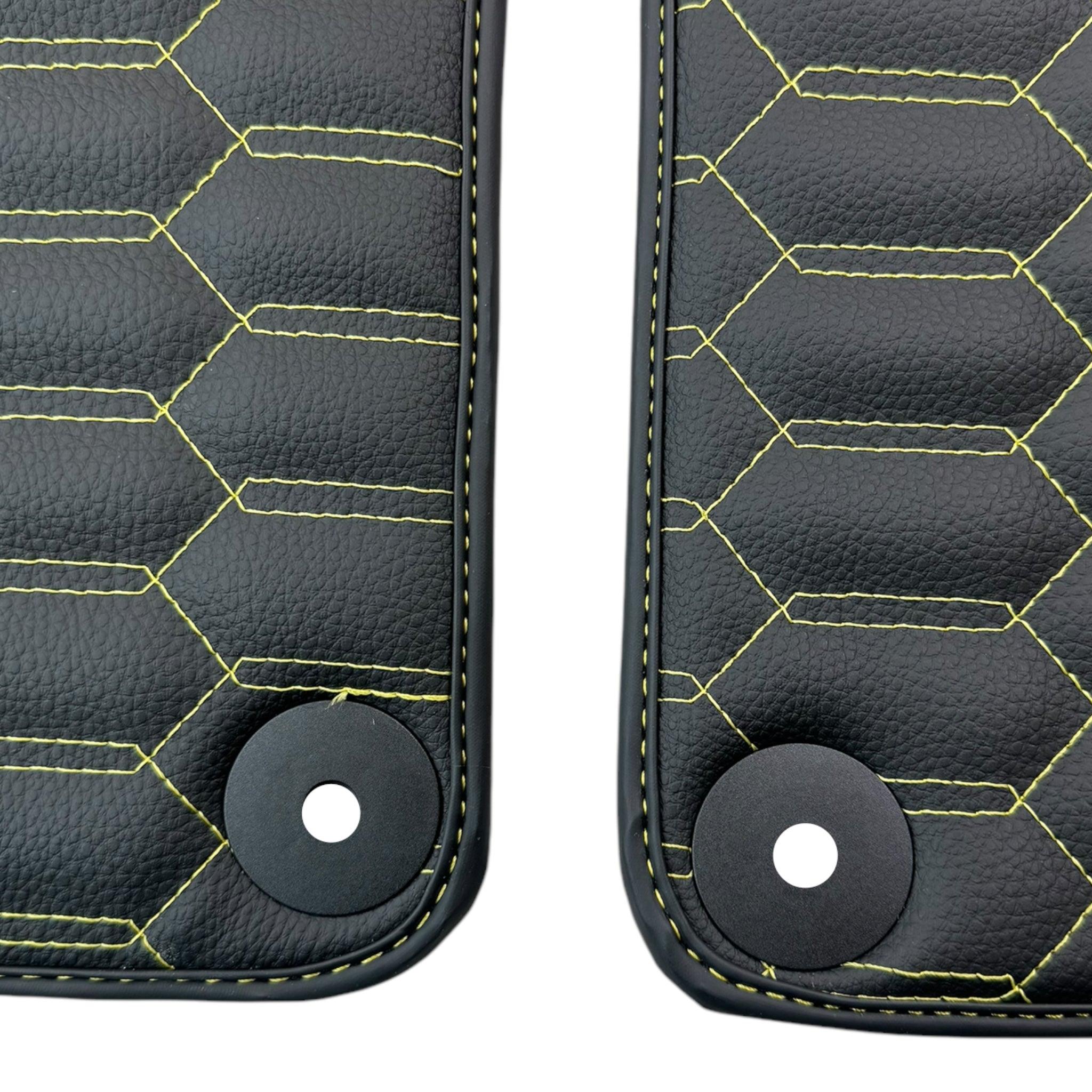 Floor Mats for Lamborghini Huracan Leather Yellow Stitching - AutoWin