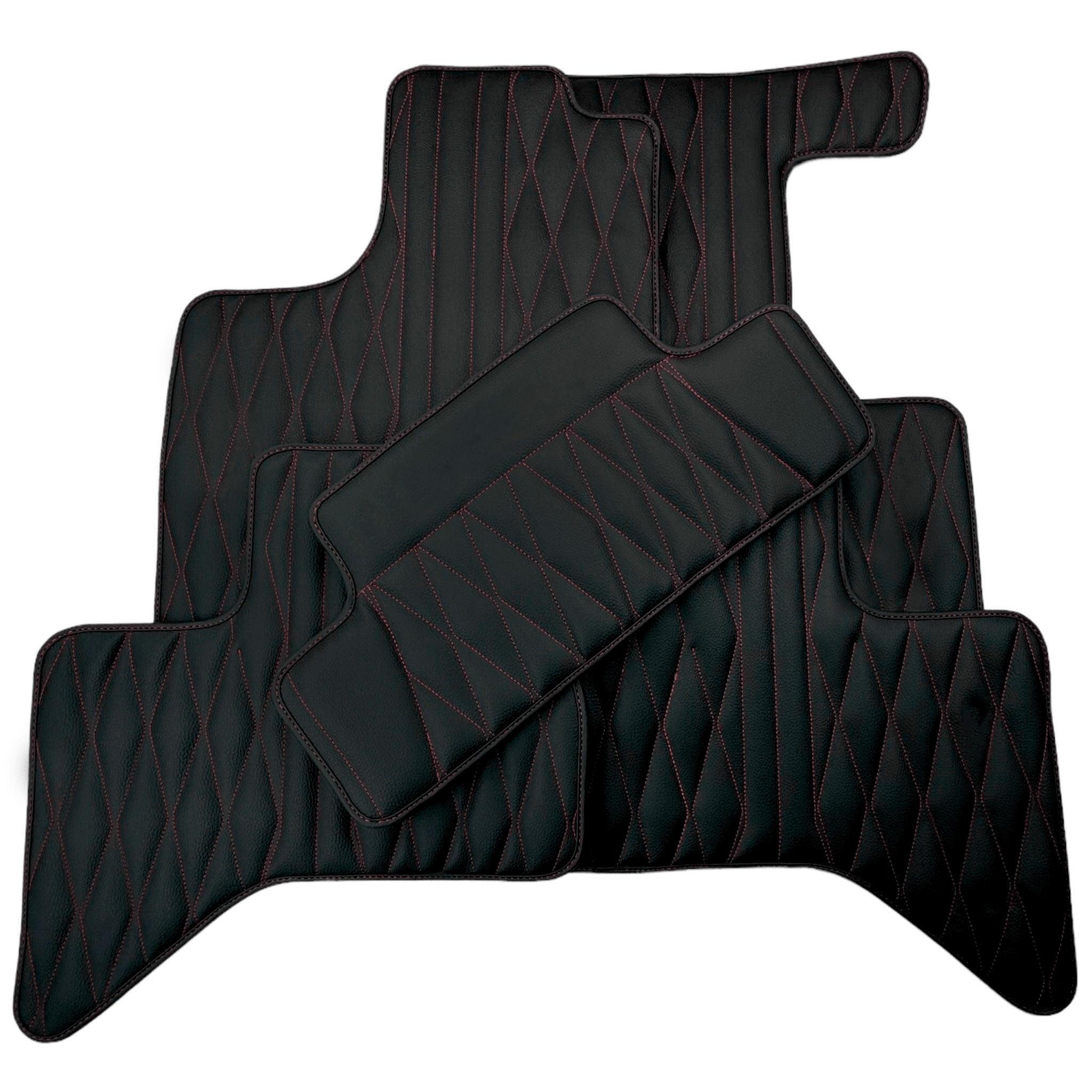 Leather Floor Mats for Lexus RX 450H (2012-2015) with Red Stitching