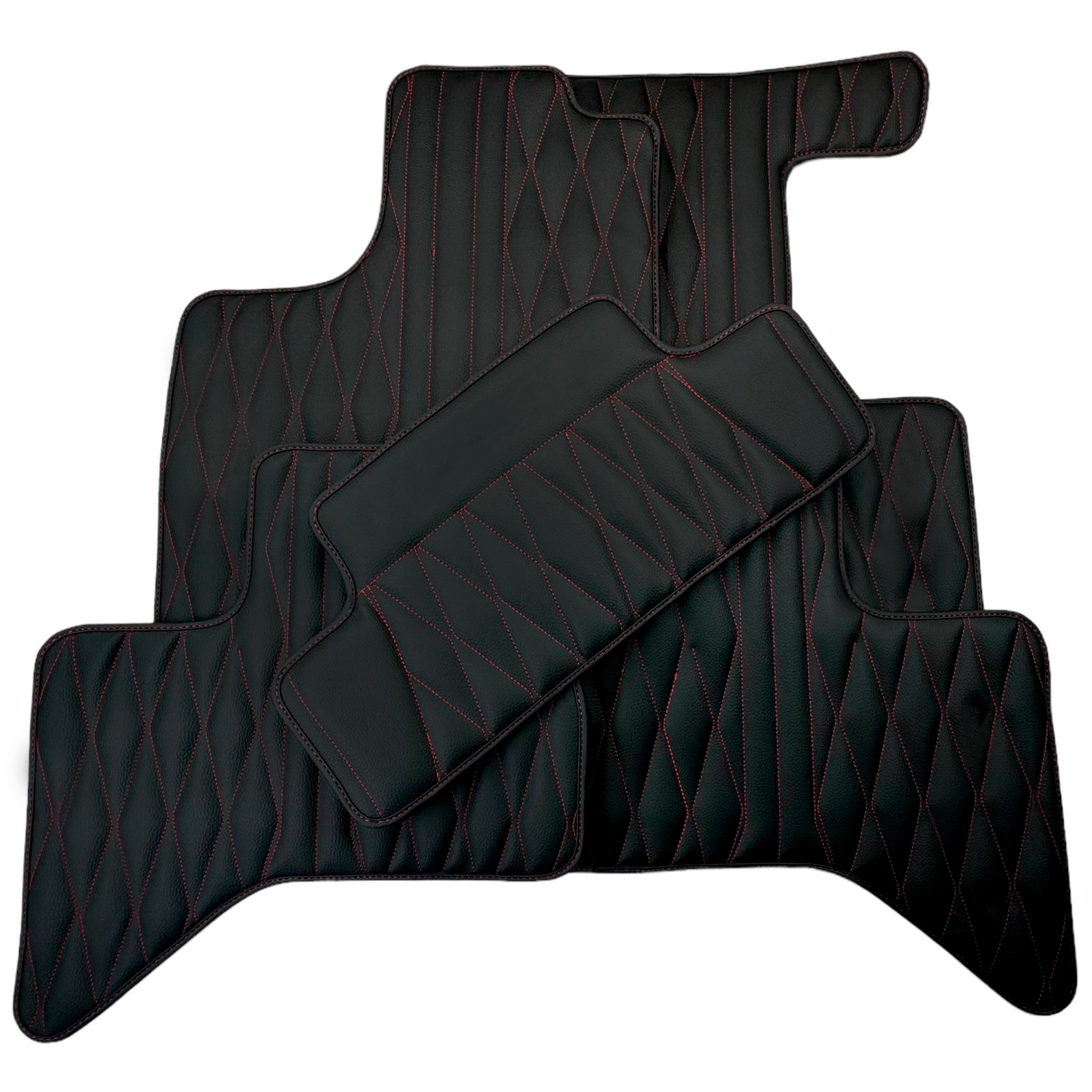 Leather Floor Mats for Lexus LX 470 (1998-2006) with Red Stitching