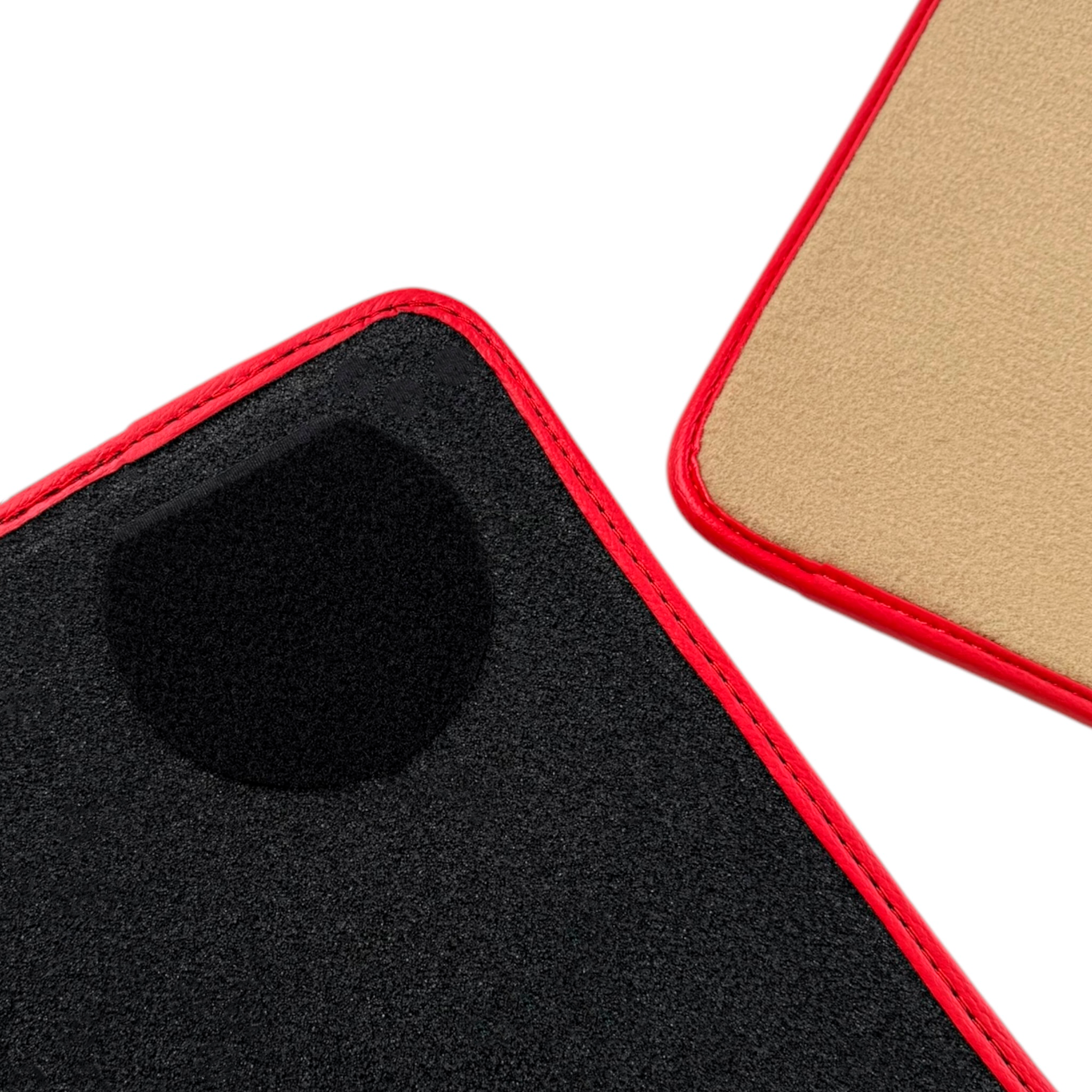 Beige Floor Mats for Ferrari 296 GTB (2022-2024) with Beige Nappa Leather | Red Trim