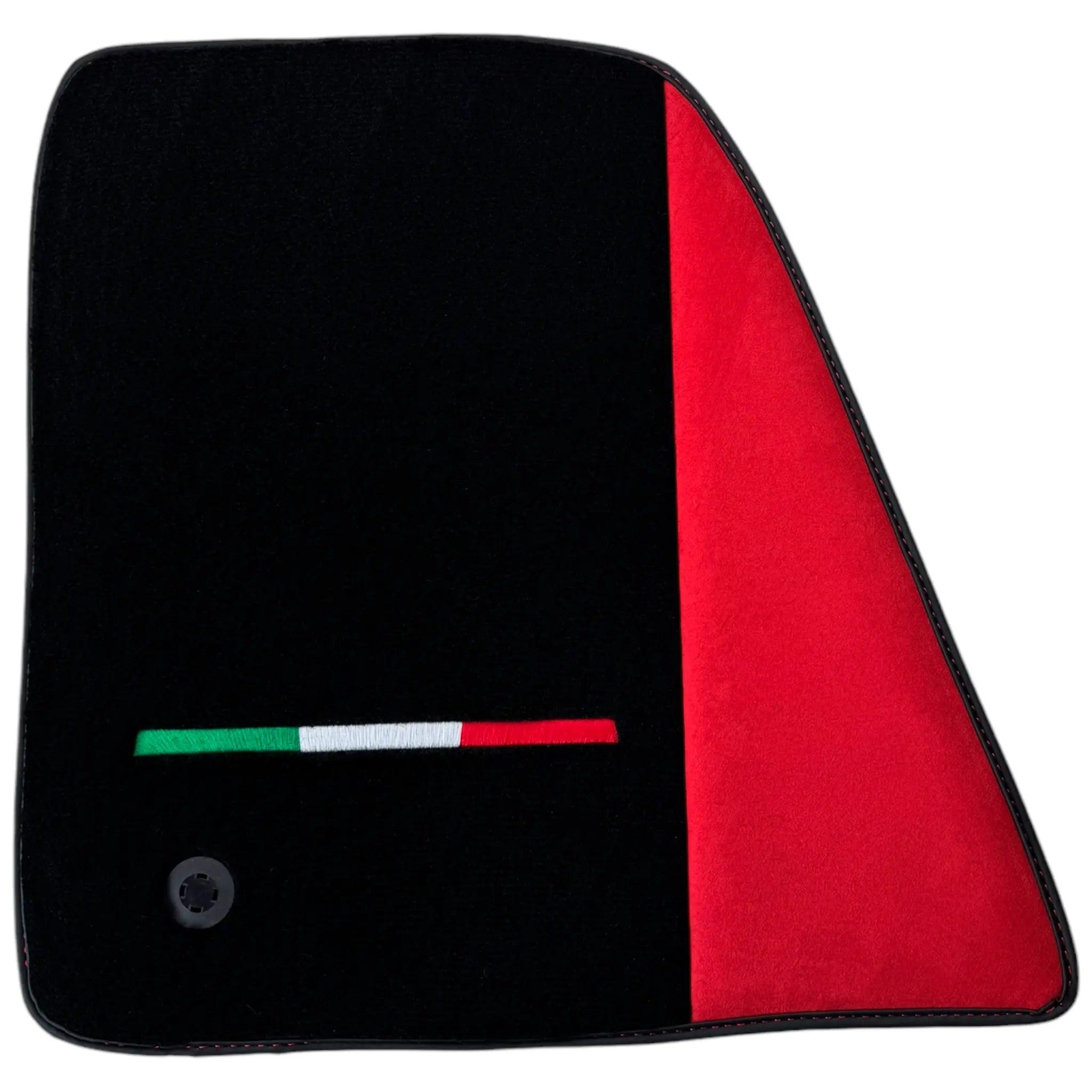 Black Floor Mats for Ferrari 296 GTS with Red Alcantara Borders | Italian Edition