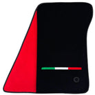 Black Floor Mats for Ferrari 296 GTS with Red Alcantara Borders | Italian Edition