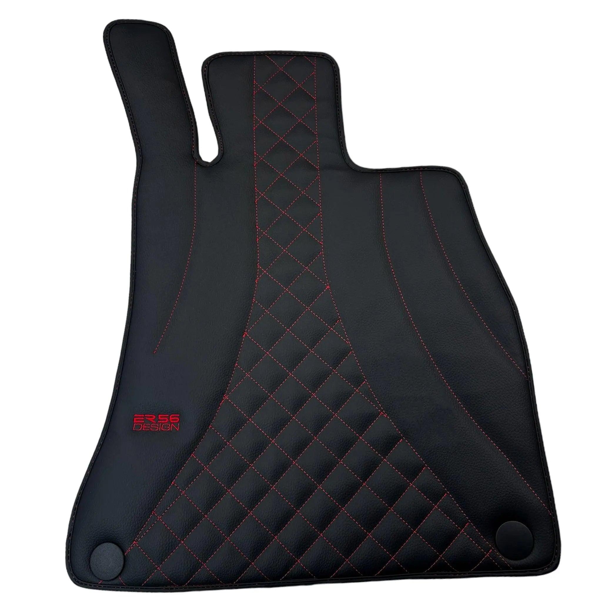 Black Leather Floor Mats For Mercedes Benz C-Class S205 Wagon (2014-2018) Hybrid | ER56 Design - AutoWin