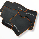 Floor Mats For Lamborghini Urus Black Tailored With Orange Rounds Carpets - AutoWin