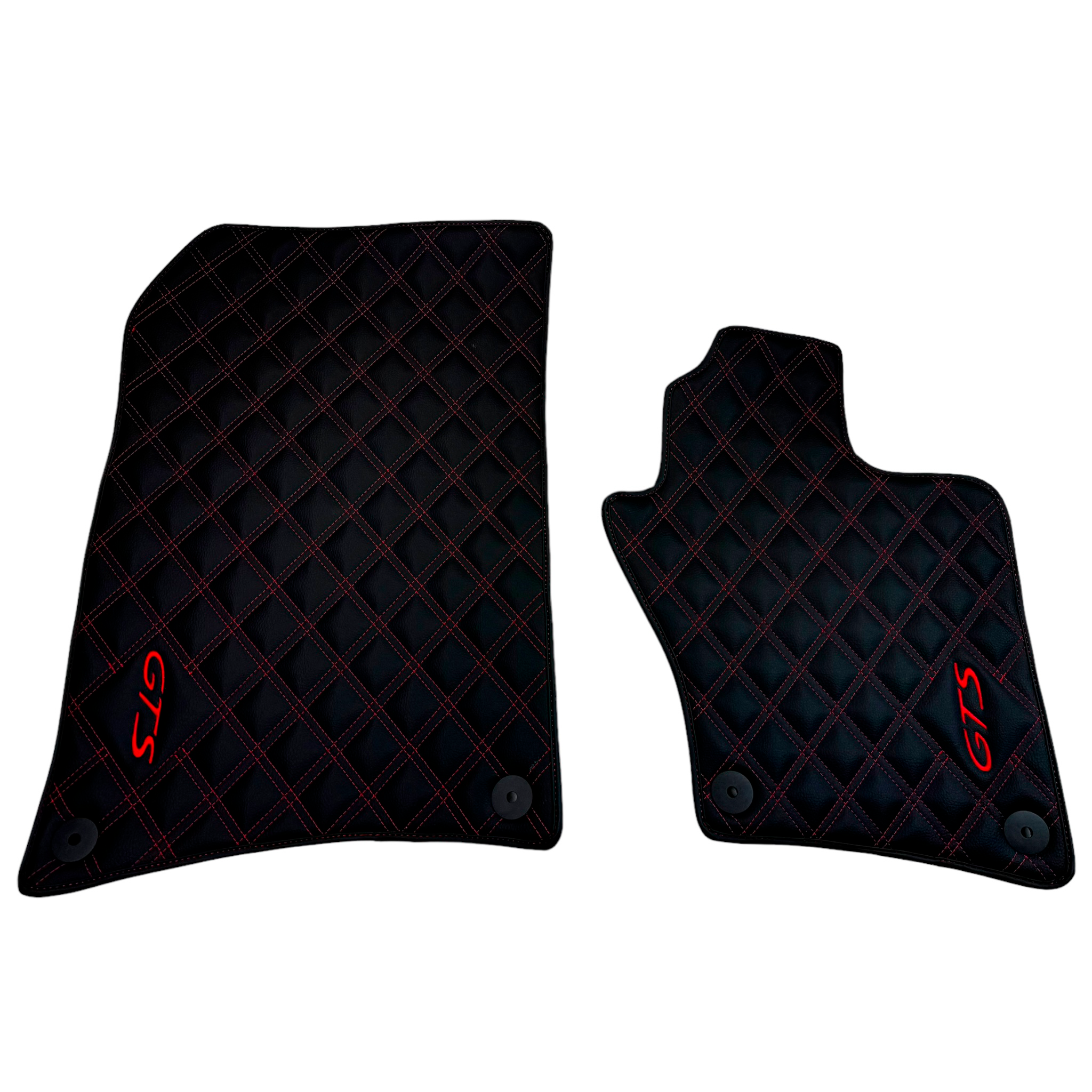 Leather Floor Mats for Porsche Cayenne GTS (2010-2018) Red Sewing