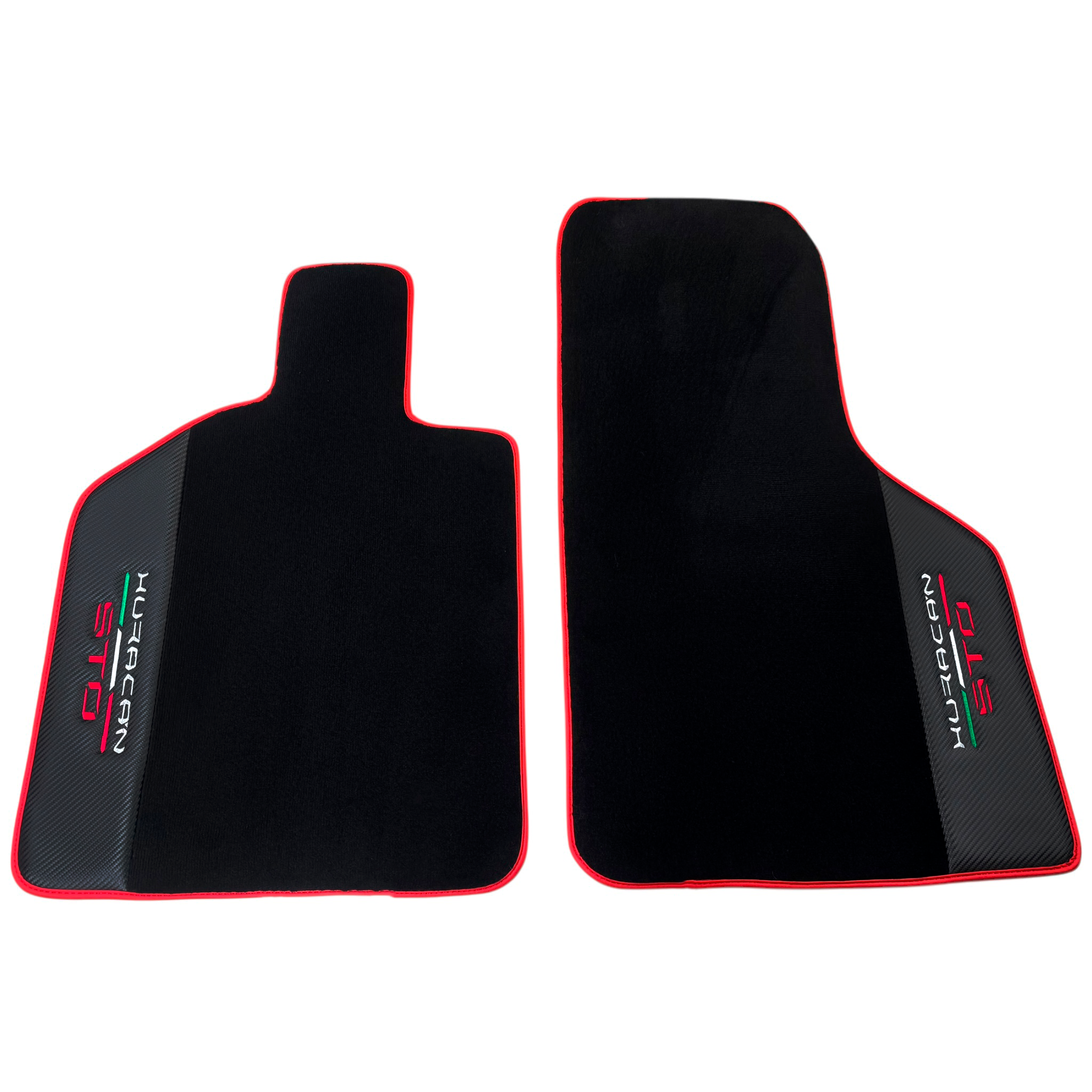 Black Floor Mats for Lamborghini Huracan STO with Carbon Fiber Leather