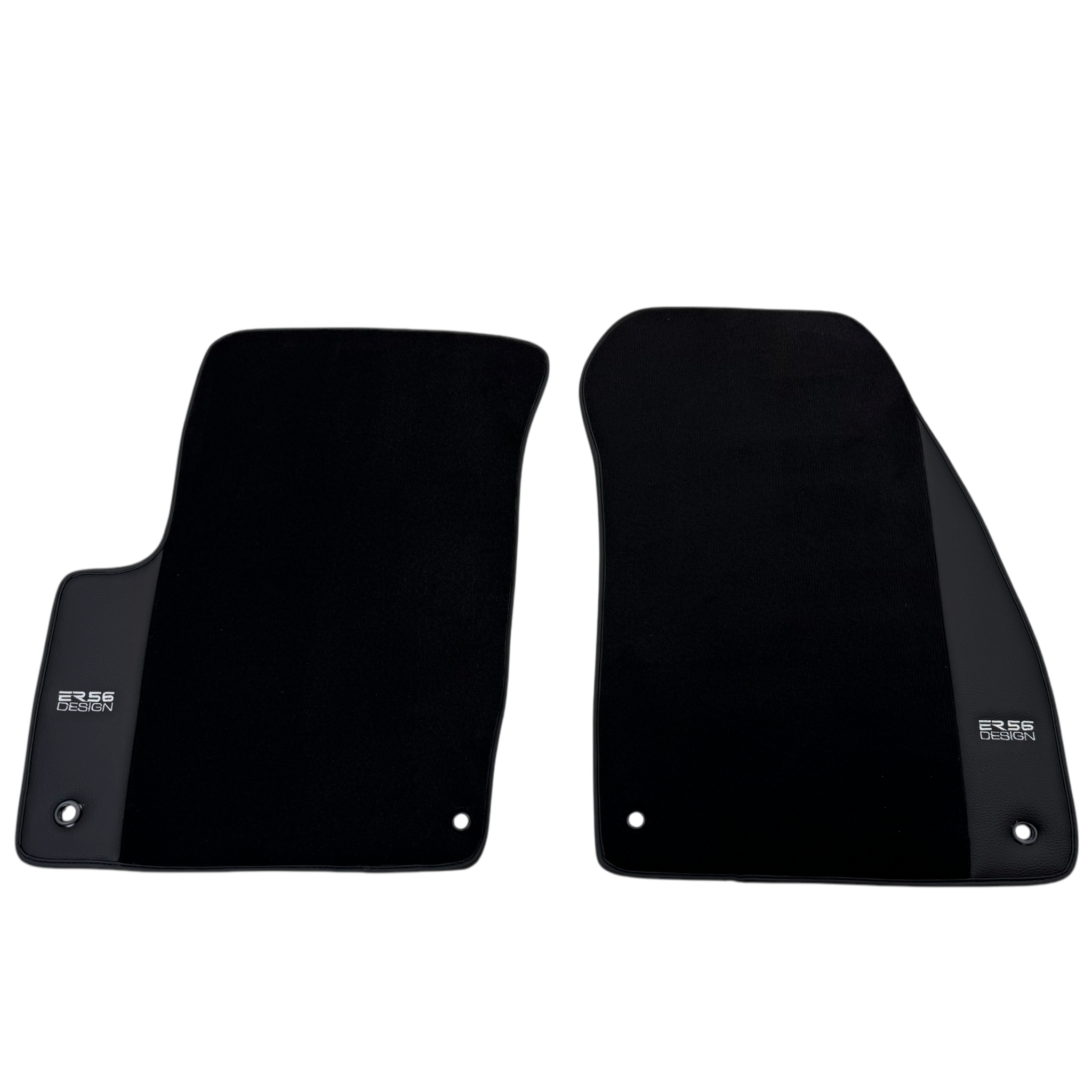 ER56 Design Black Floor Mats for Chevrolet Spark Hatchback (2010-2013) BiFuel with Leather - AutoWin