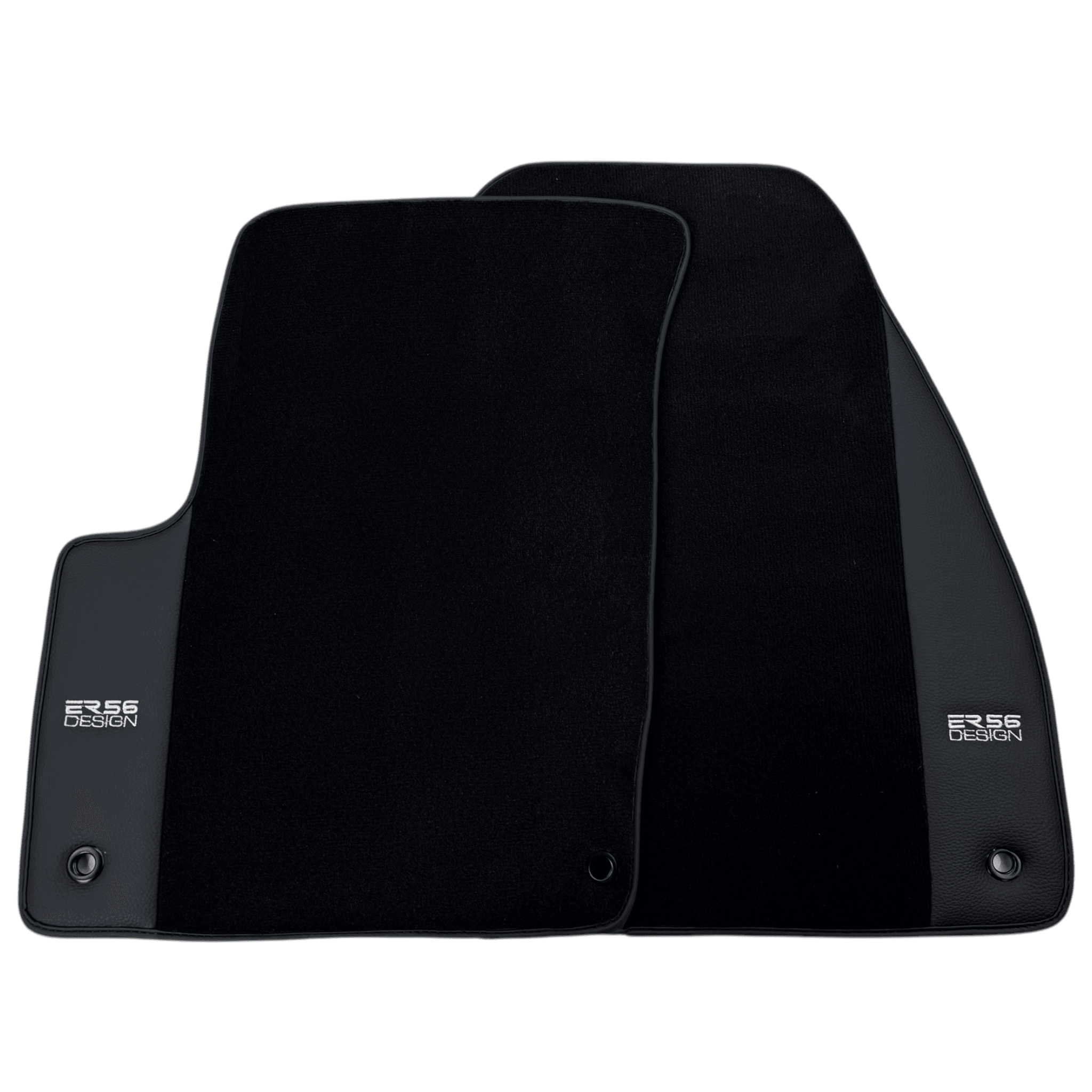 ER56 Design Black Floor Mats for Jeep Renegade (2014-2018) Distance Fixing Points Co-Driver 18 cm with Leather - AutoWin