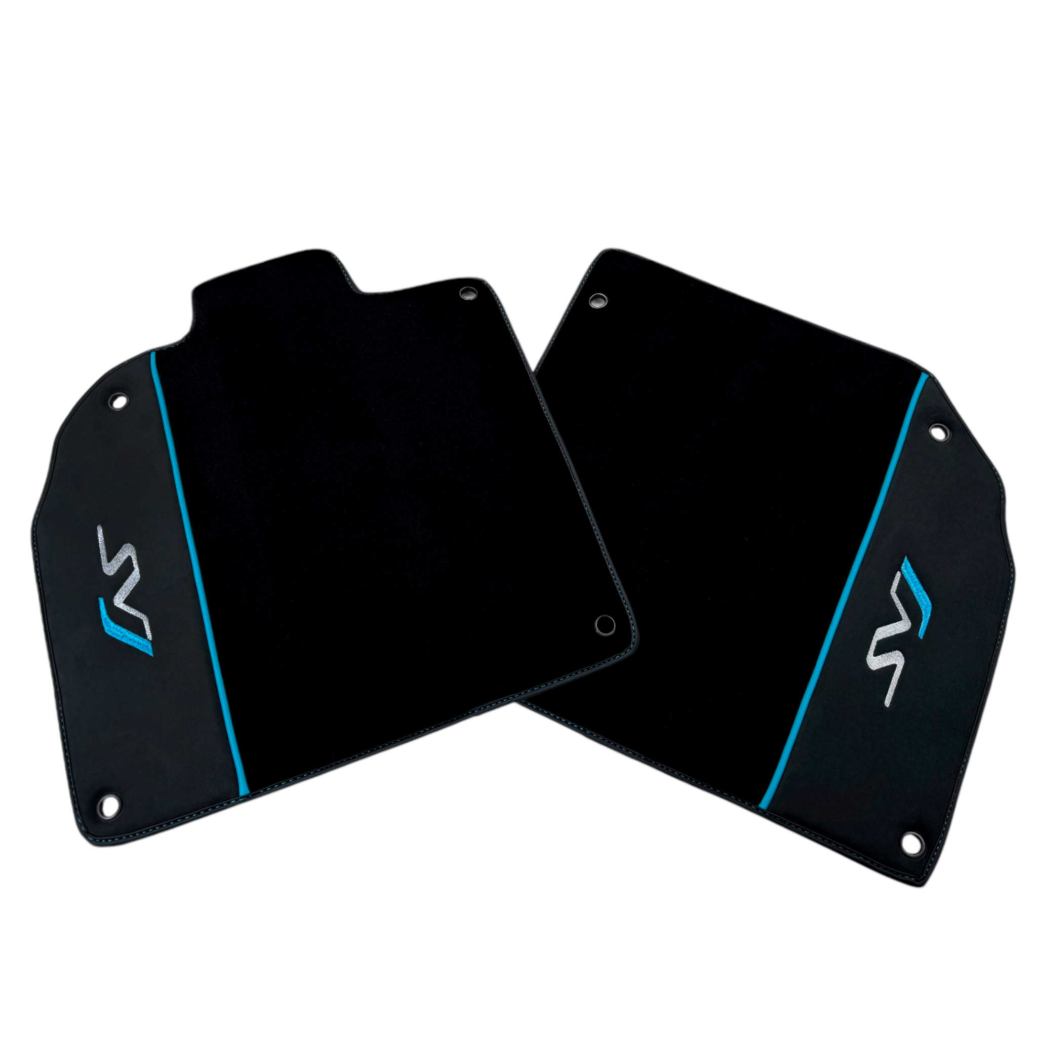 Black Floor Mats for Lamborghini Aventador SVJ Blue with Alcantara Leather