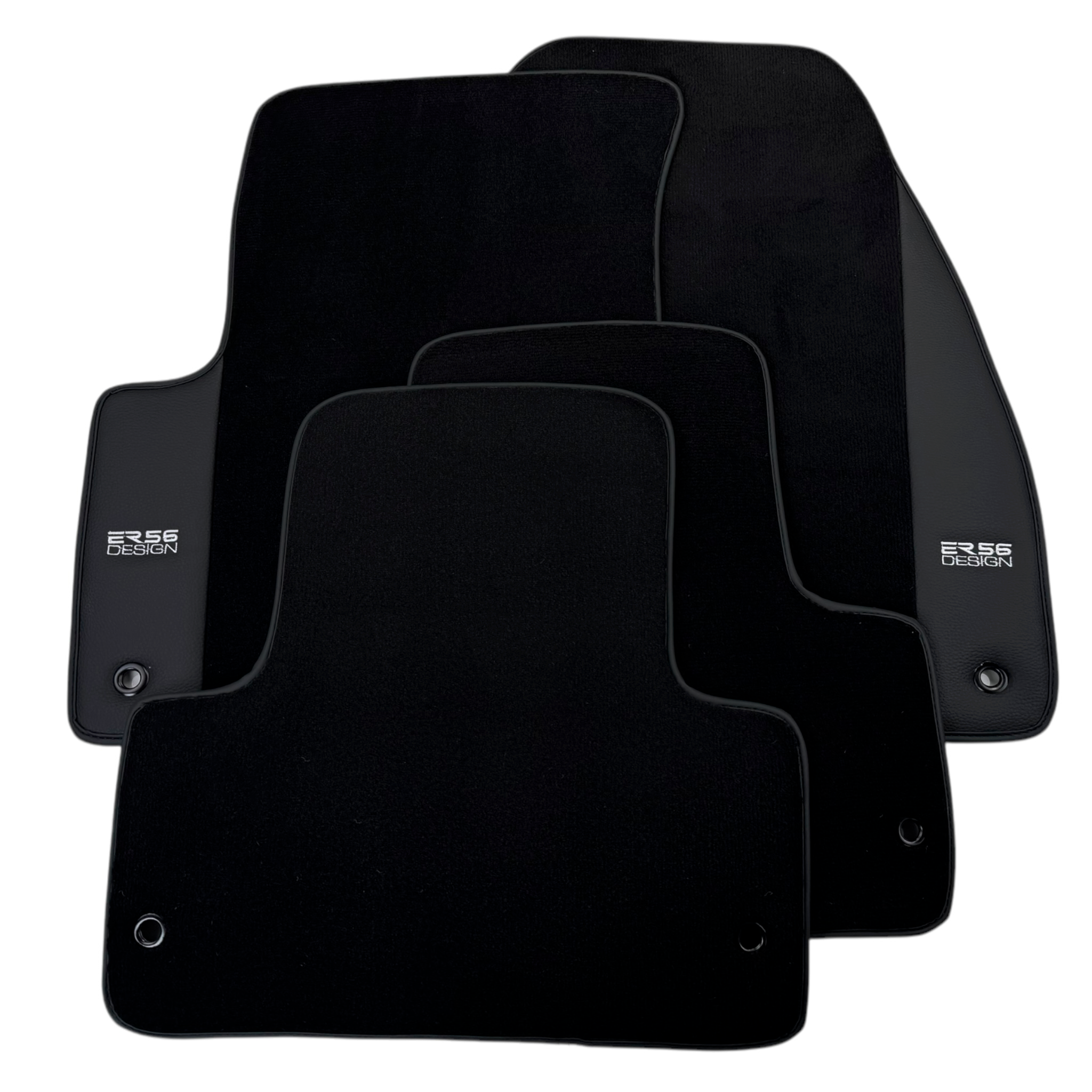 ER56 Design Black Floor Mats for Chevrolet Matiz Hatchback (2016-2024) with Leather - AutoWin