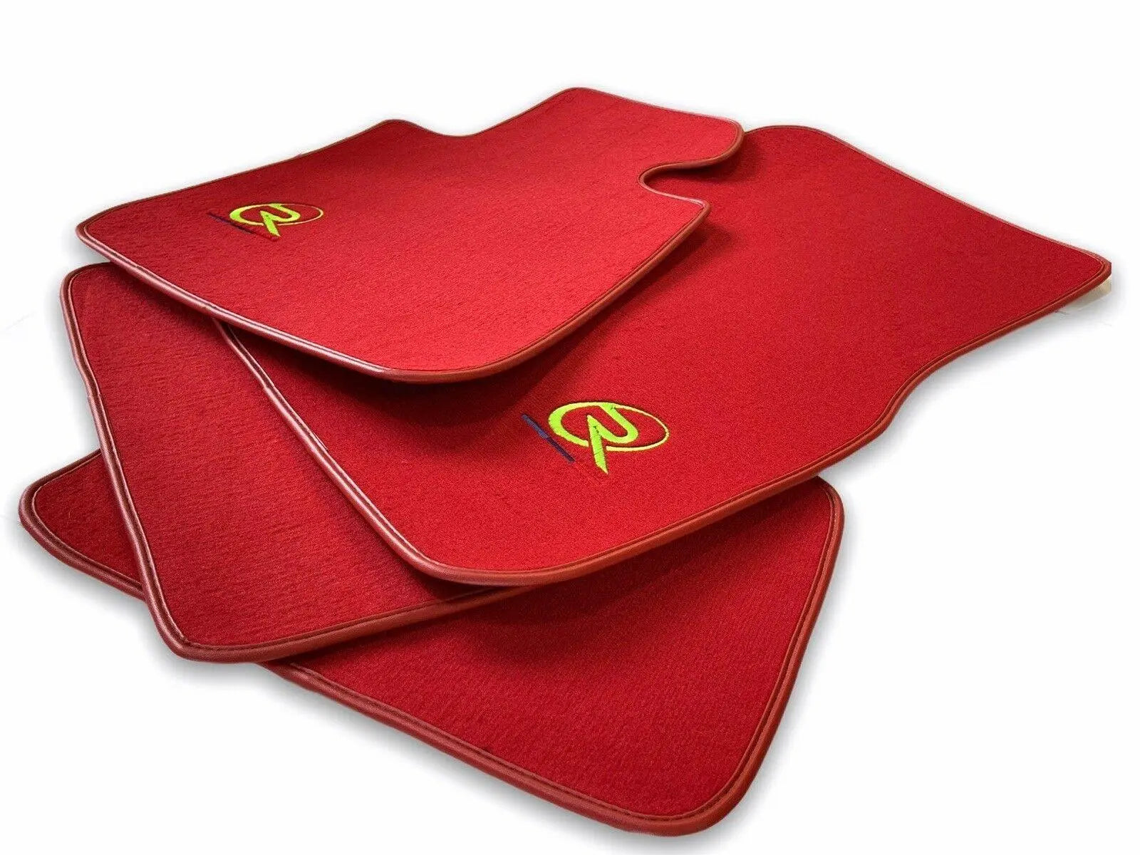 Red Floor Mats For BMW M8 Series Gran Coupe F93 ROVBUT Brand Tailored Set Perfect Fit Green SNIP Collection - AutoWin