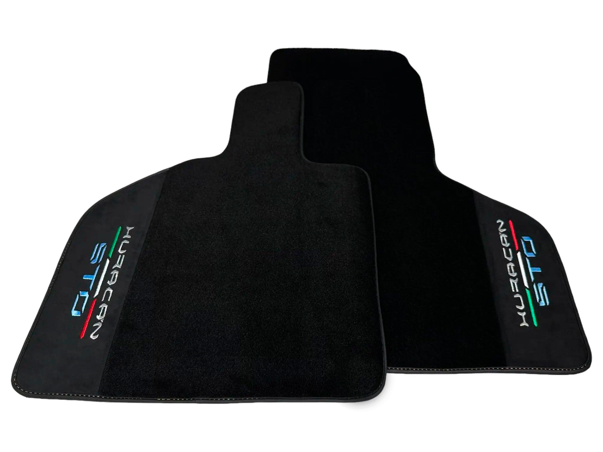 Black Floor Mats for Lamborghini Huracan STO With Black Alcantara Leather