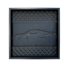 Black Leather Ferrari 488 Inspired Wall Art: Embroidered Yellow Stitch Luxury Decor