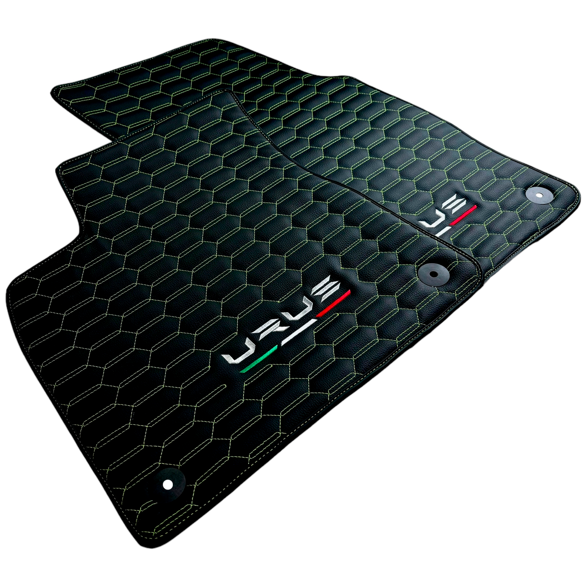 Customizable Leather Floor Mats for Lamborghini Urus with Green Stitching - AutoWin