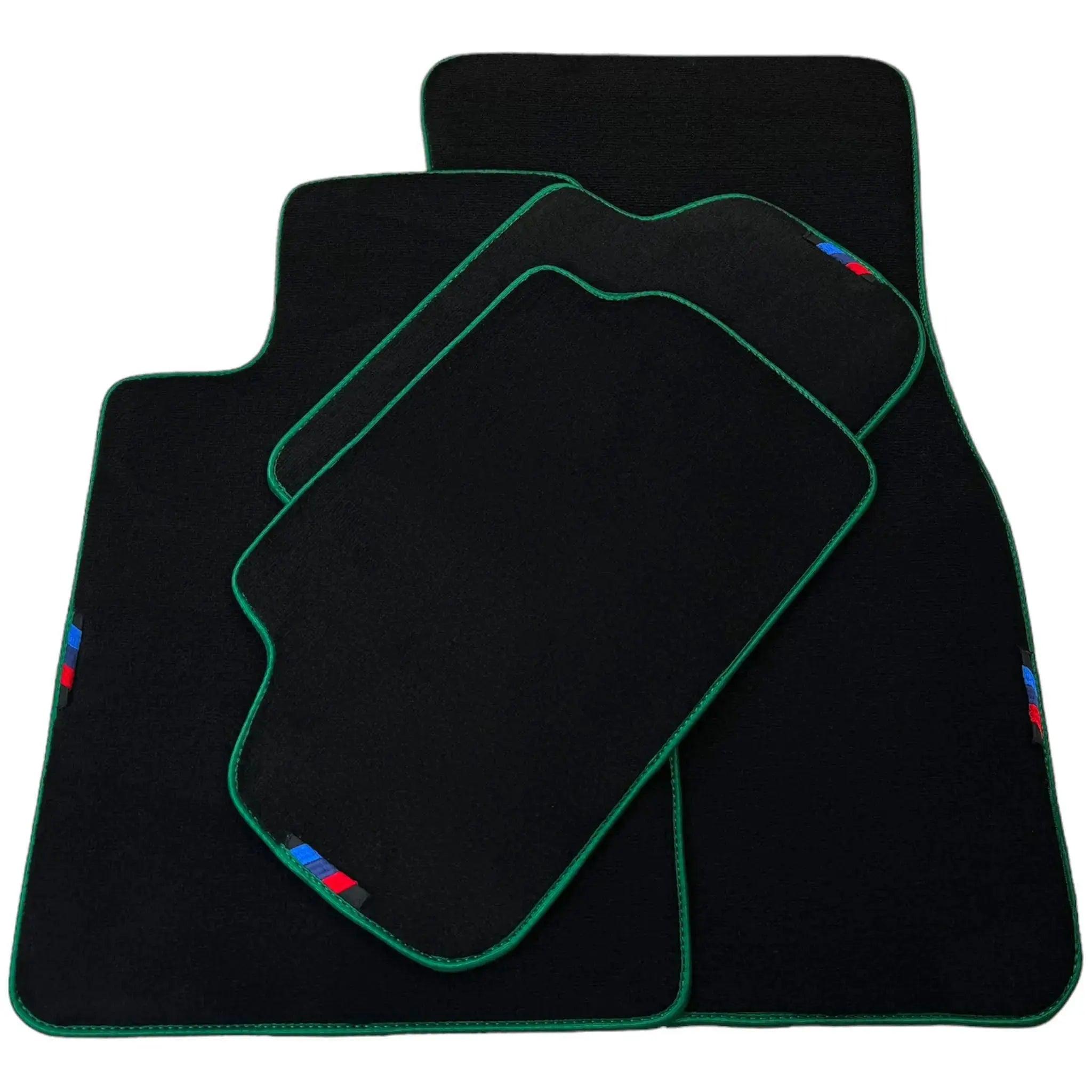 Black Mats For BMW 7 Series E32 | Green Trim - AutoWin