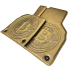 Golden Leather Floor Mats for Lamborghini Aventador with "Bitcoin" Sewing - AutoWin