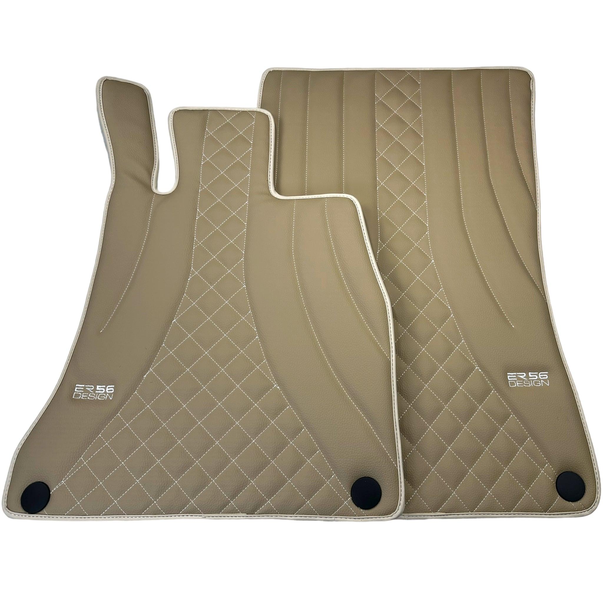 Beige Leather Floor Mats For Mercedes Benz CLA-Class C118 Coupe (2020-2023) Hybrid