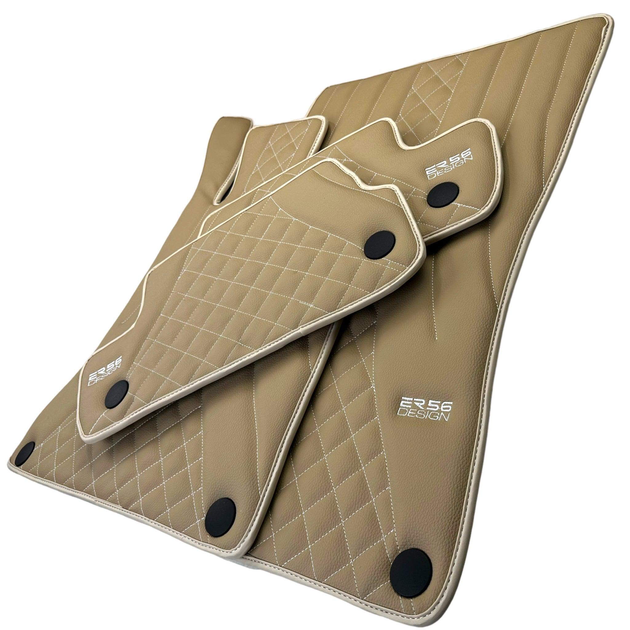 Beige Leather Floor Mats For Mercedes Benz CLS-Class C218 Coupe (2011-2014)