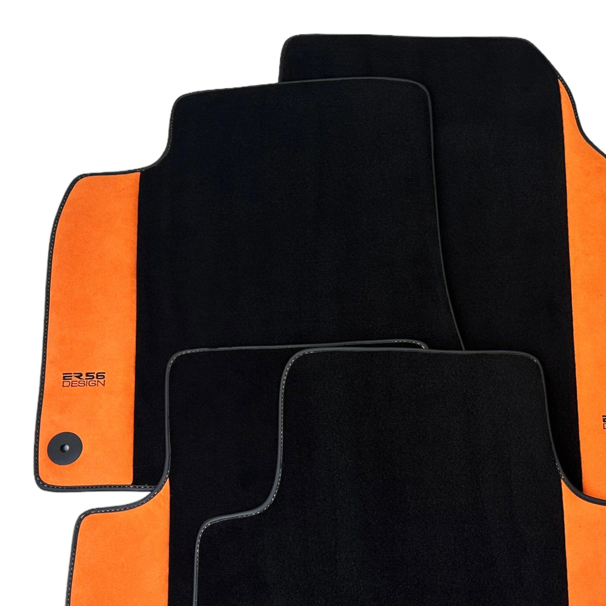 Black Floor Mats for Audi A4 - B5 Avant (1996 - 1999) Orange Alcantara | ER56 Design