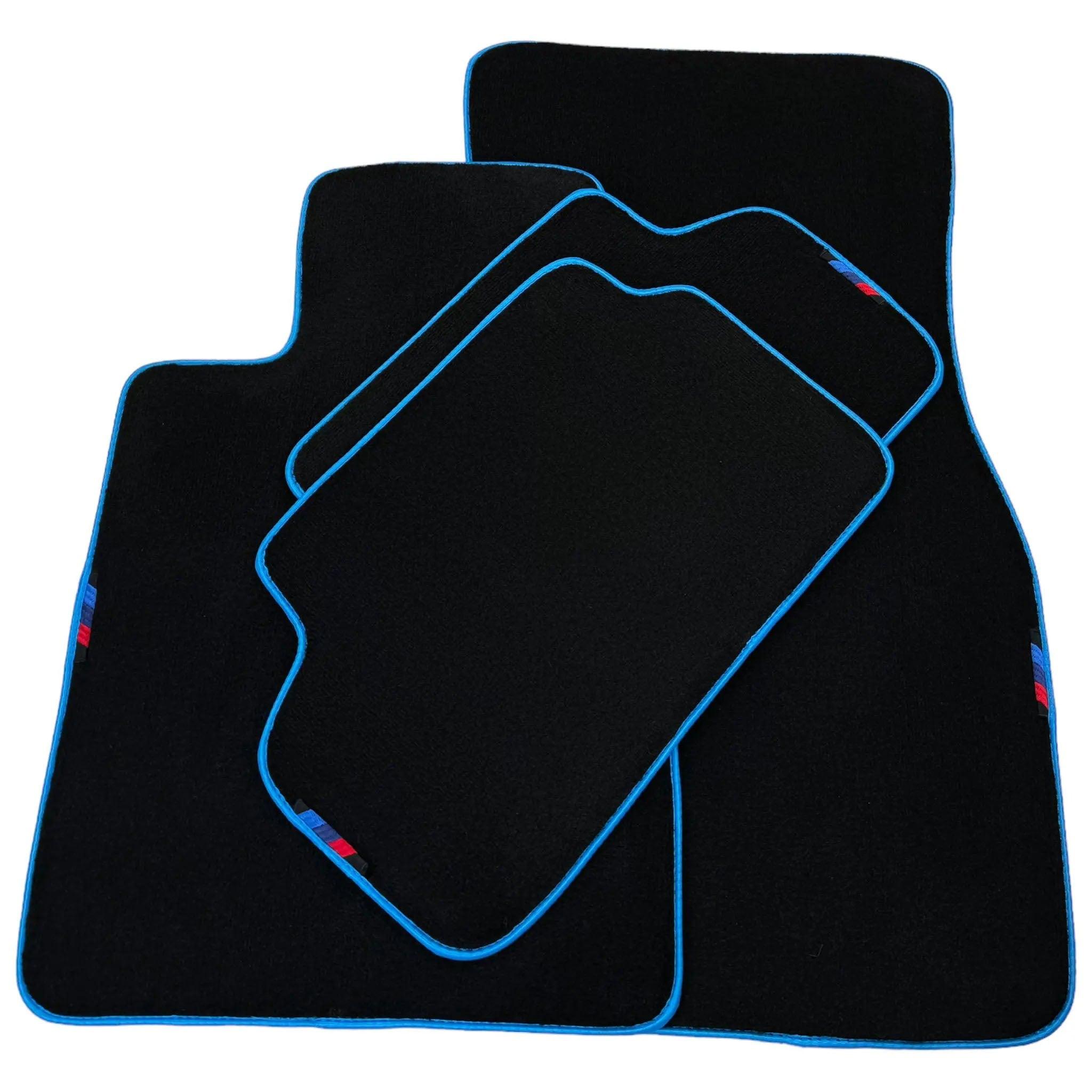 Black Floor Floor Mats For BMW 3 Series E90 | Sky Blue Trim