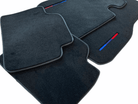 Black Floor Mats For BMW 6 Series E24 Coupe With 3 Color Stripes Tailored Set Perfect Fit - AutoWin
