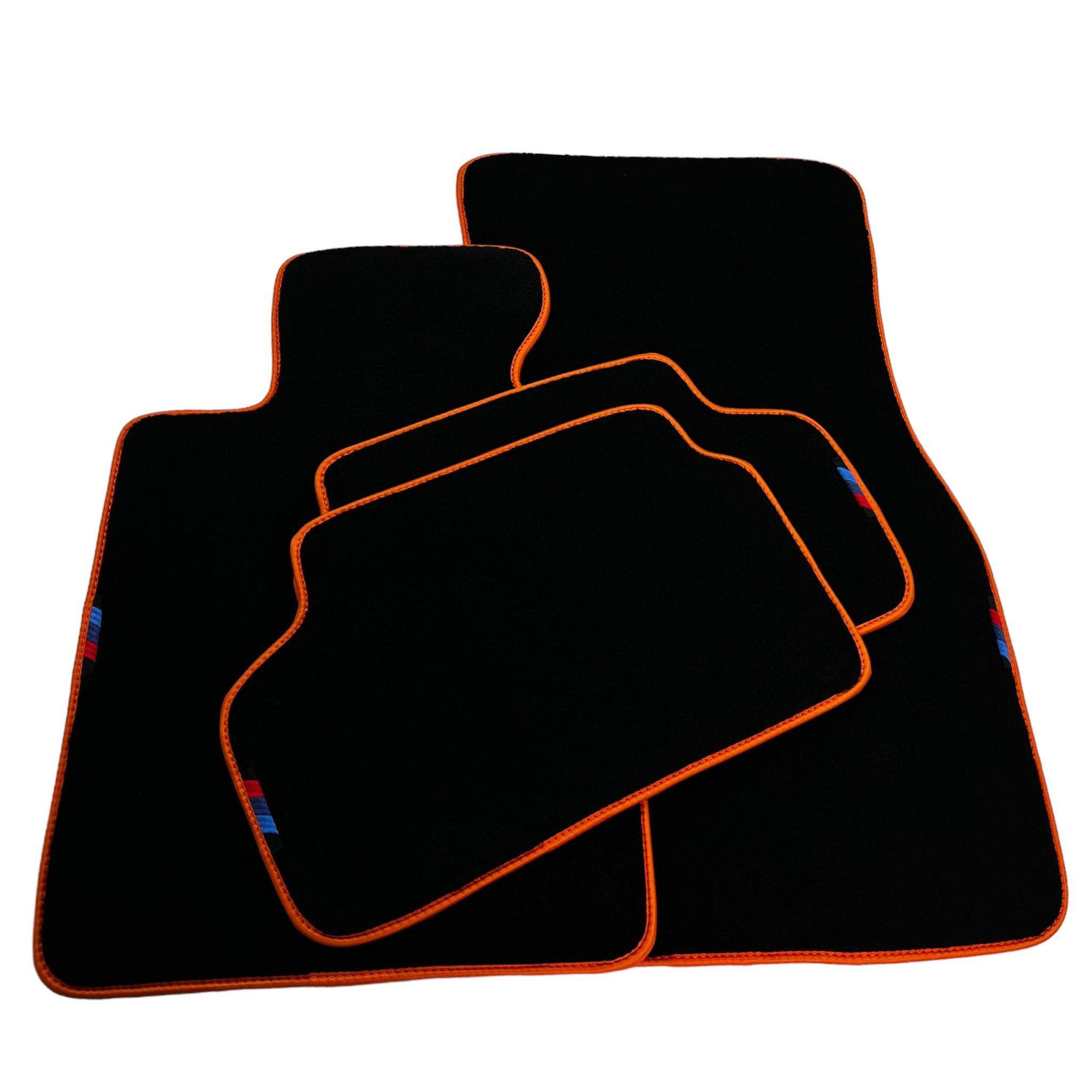 Black Floor Floor Mats For BMW 6 Series F06 Gran Coupe | Fighter Jet Edition AutoWin Brand |Orange Trim