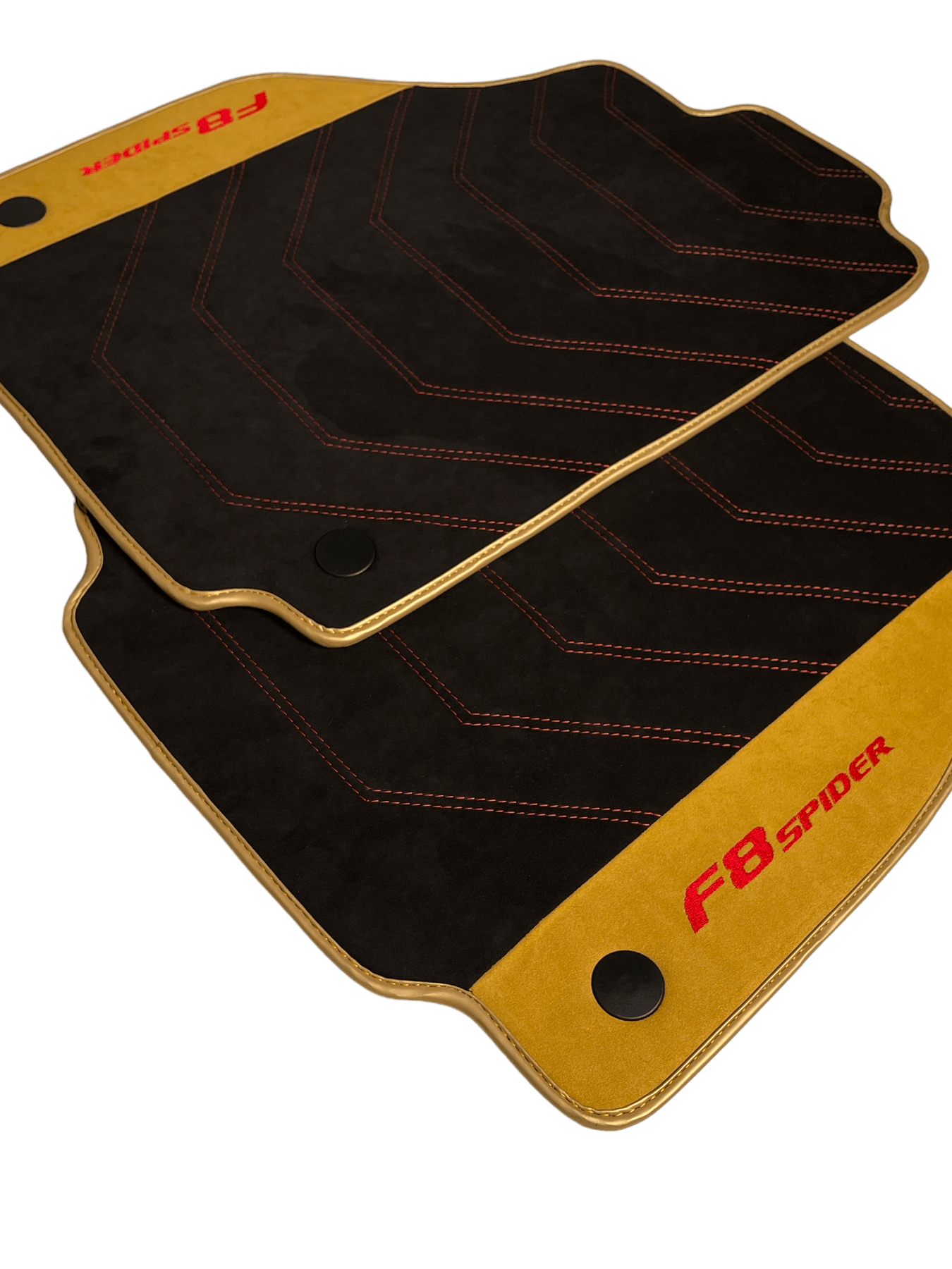 Black Floor Mats For Ferrari F8 Spider 2019-2022 With Tan Alcantara Leather - AutoWin