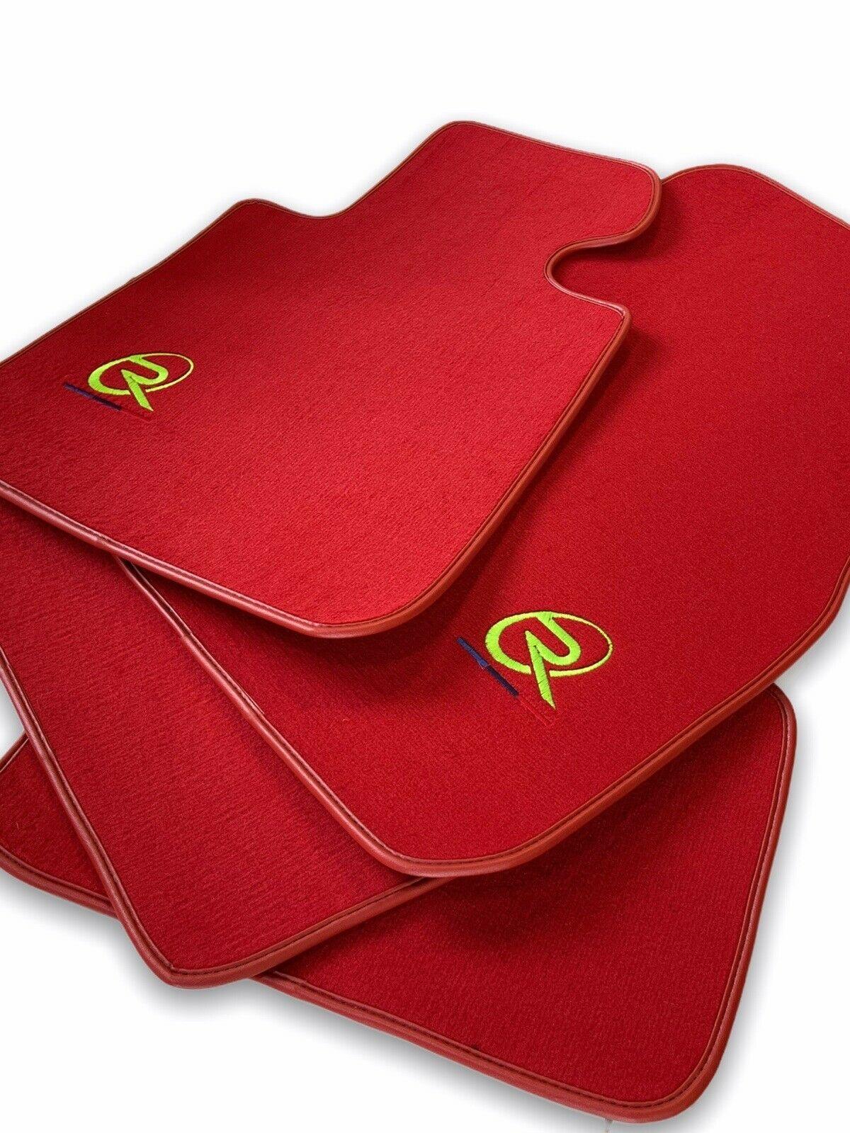 Red Floor Mats For BMW M6 E24 ROVBUT Brand Tailored Set Perfect Fit Green SNIP Collection - AutoWin