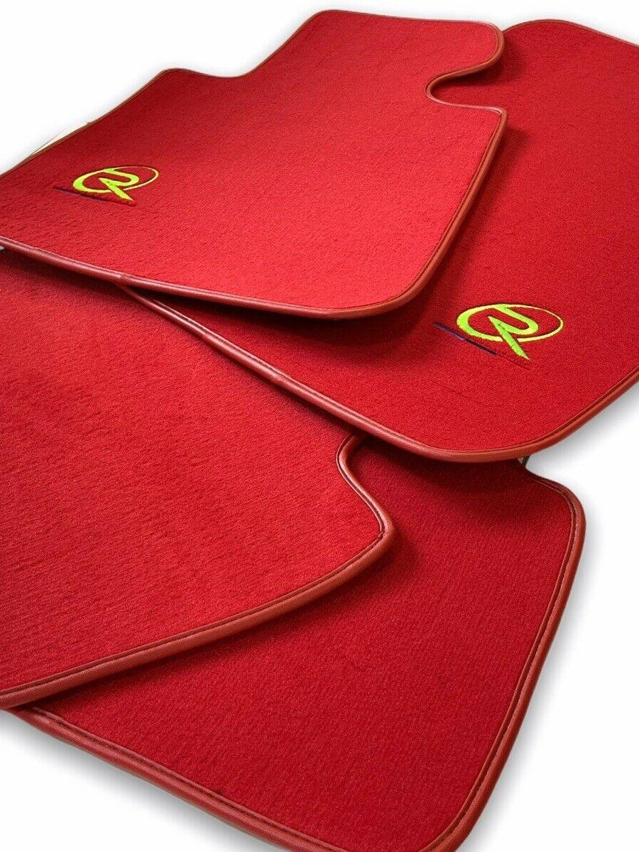 Red Floor Mats For BMW M8 Series Gran Coupe F93 ROVBUT Brand Tailored Set Perfect Fit Green SNIP Collection - AutoWin
