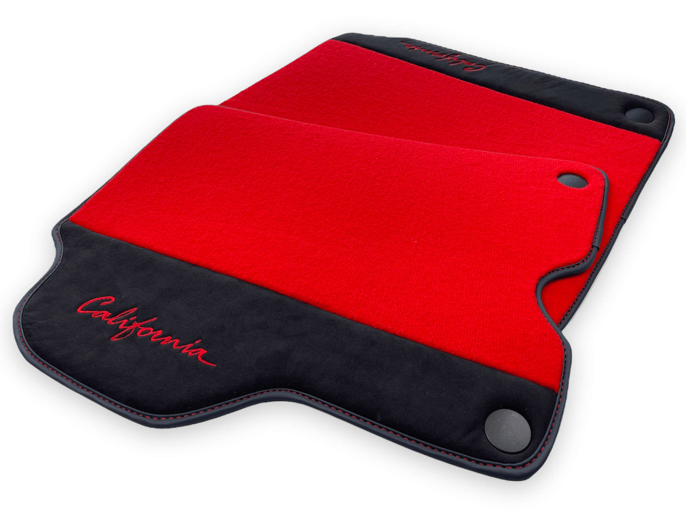 Red Floor Mats For Ferrari California 2008-2014 With Alcantara - AutoWin
